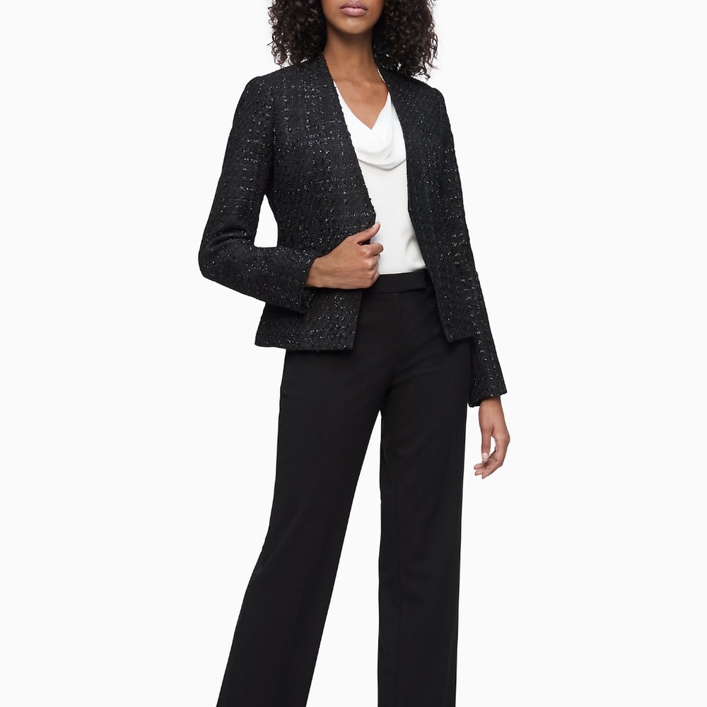 Calvin Klein Boucle Open Jacket Black Size 12